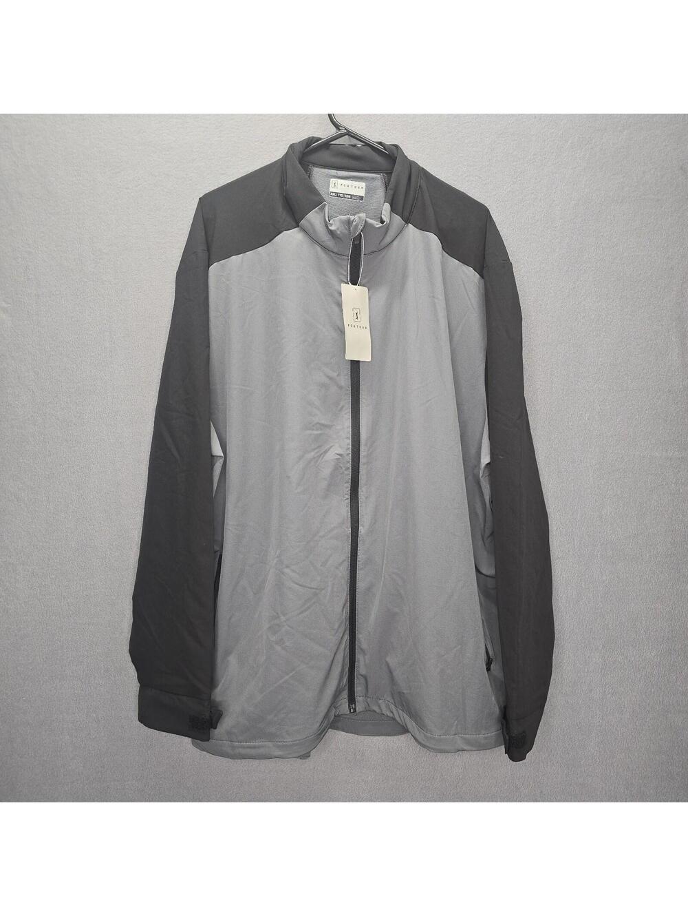 NWT PGA TOUR Men's XXL Golf Jacket Gray Black Water Repellent Full Zip Windbreak